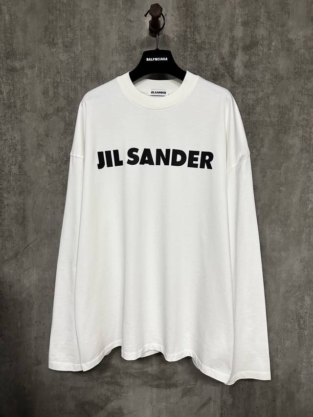 Jil Sander 25Ss classic logo thick plate rubber print long-sleeved T-shirt Fabri