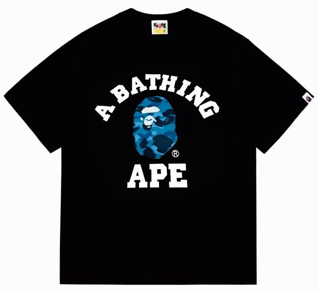 Sc251# Top version Bape honeycomb camouflage lettering monkey head print short-s