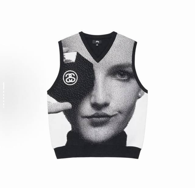 New model number: M5048 Stussy artist's limited edition human face knitted vest