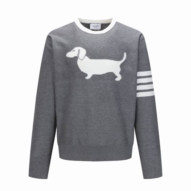 Thom Browne Animal Crew Neck Pullover Long Sleeve Sweater for Unisex Gray Size: