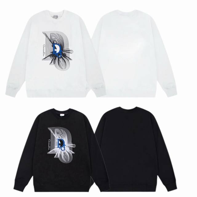 Dior 2025Ss Autumn/Winter Crewneck Sweatshirt with Classic Print - Fabric: 420G