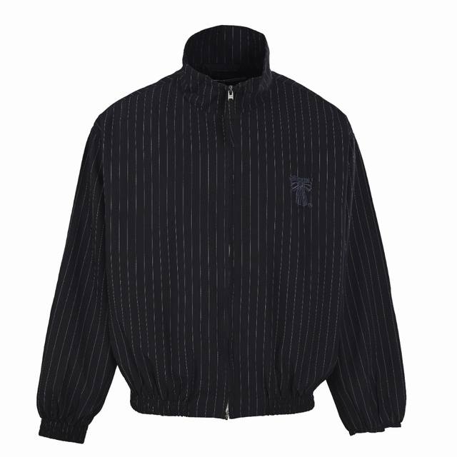 Acne Studios bow tie vertical striped jacket Custom striped fabric + rayon jacqu