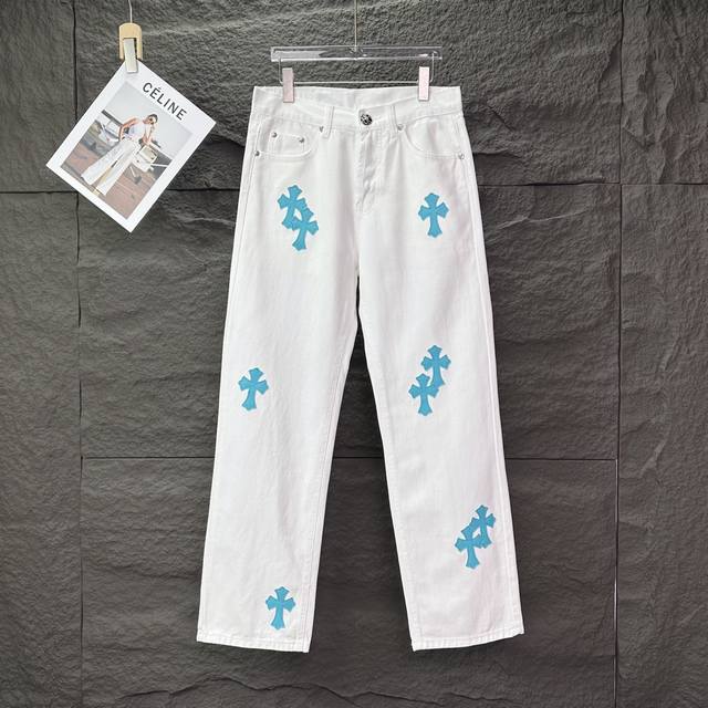 High-end version Chrome Hearts Miami limited edition ice blue leather label cros