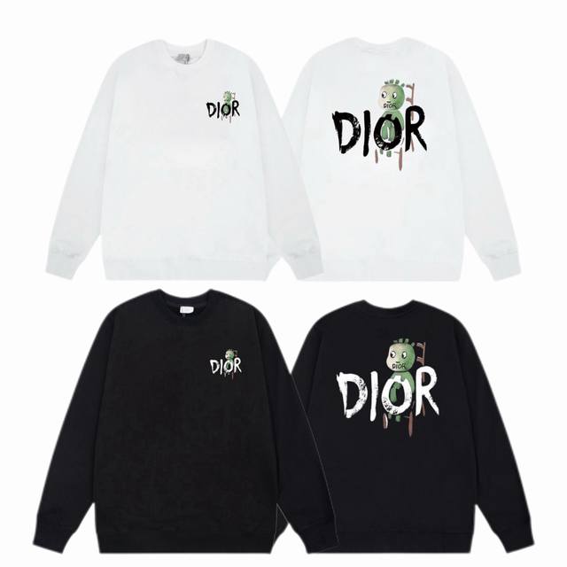 Dior 2025Ss Fall/Winter crewneck sweatshirt with mottled print on the front and