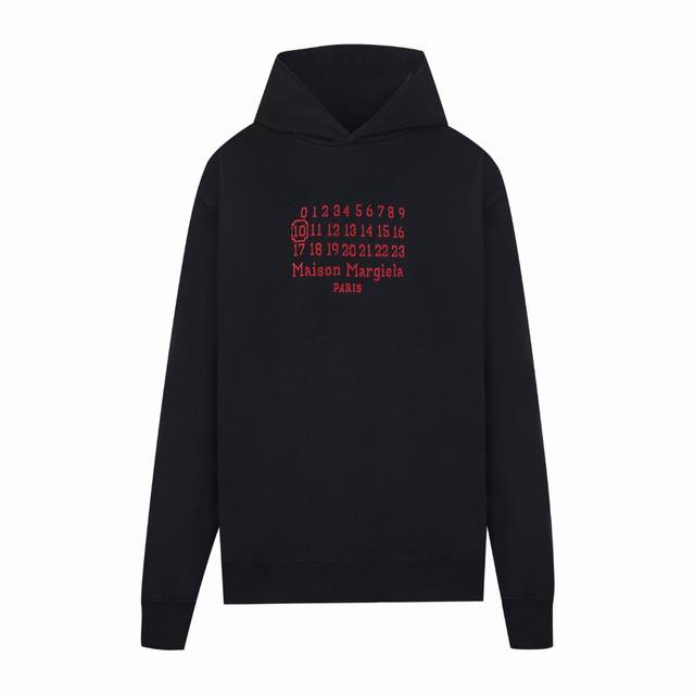 High-end Maisonmargiela embroidered digital and alphabet hooded sweatshirt, uni