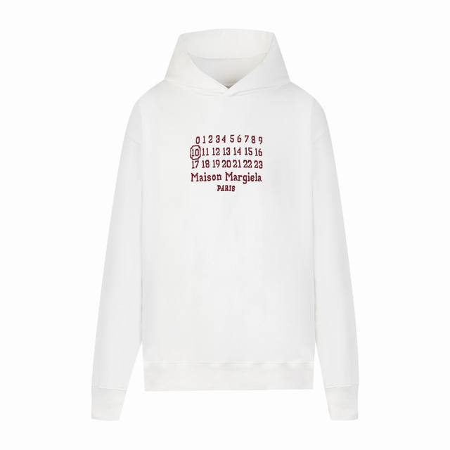High-end Maisonmargiela embroidered digital and alphabet hooded sweatshirt, uni