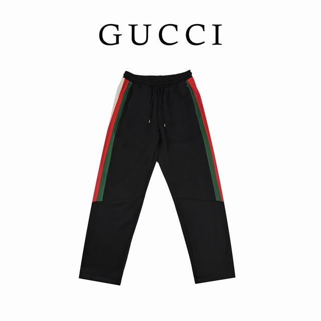 Gucci Logo Classic Stripe Sports Casual Pants Craft Analysis: Jacket and Pants S