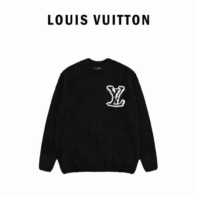 Black Louis Vuitton 22Fw knitted large logo pullover sweater DDD. Purchased for