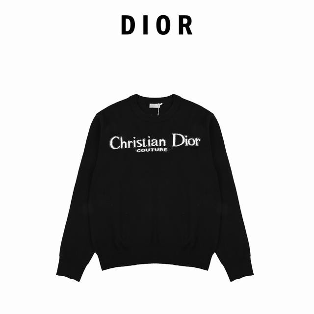 Dior 24Fw Cd slogan signature letter round neck sweater Made of blended fabric,