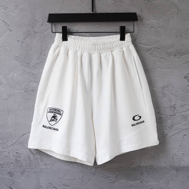 D025# Joint Lamborghini 6B embroidered cotton knitted shorts sweatpants beach pa