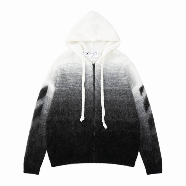 High-quality Off-White gradient arrow knit cardigan sweater, unisex. Five diffe