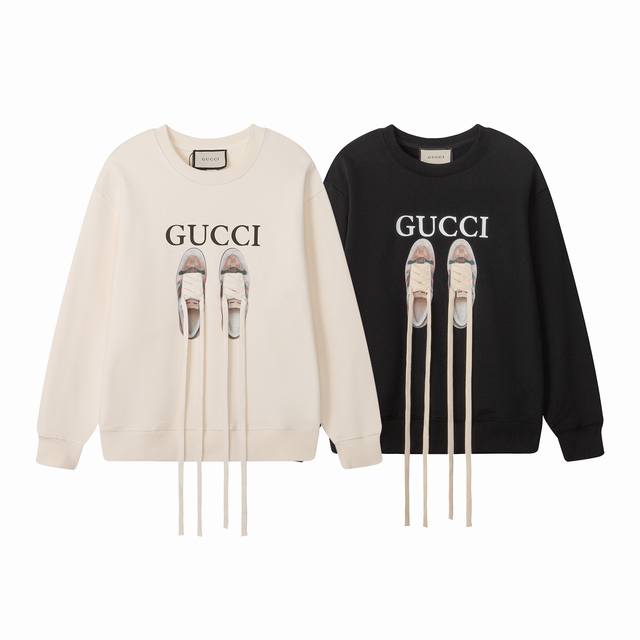 718, high-end custom, highest-quality Gu* brand crewneck sweatshirt with shoelac