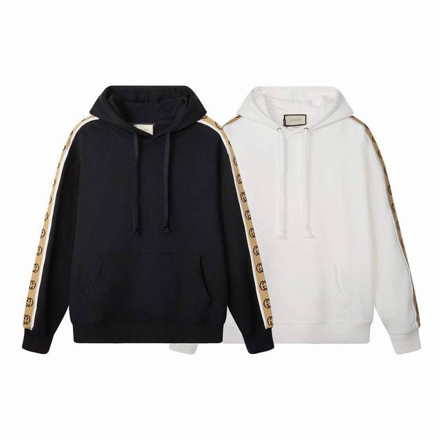 708, high-end custom, top-quality Gu* logo woven hoodie with glittering detailin