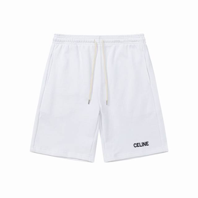 Cel* New summer imported high-density embroidered letter logo unisex casual shor