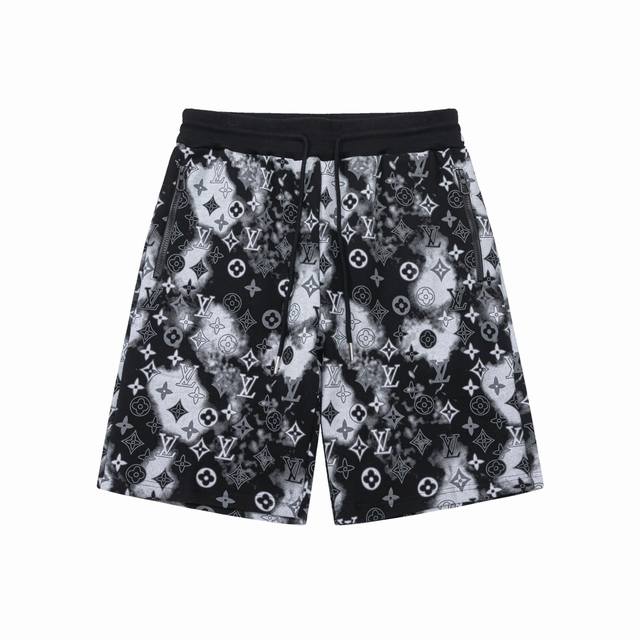 Lv New summer ink three-flower letter logo zipper pocket unisex casual shorts Co