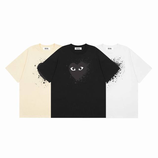 Comme Des Garcons Kawakubo Rei Play ink-splashed heart print summer short-sleeve