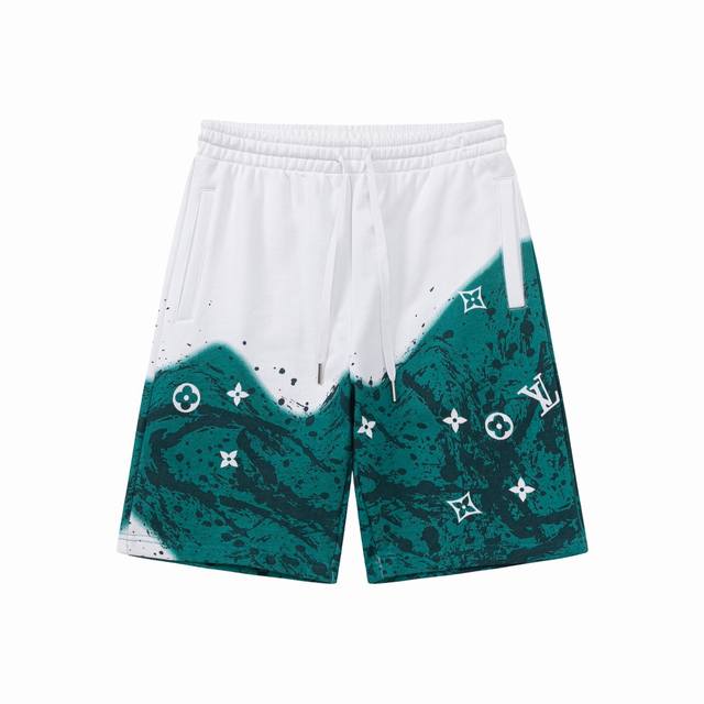 Lv Summer new ink series three-letter logo back pocket unisex casual shorts shor