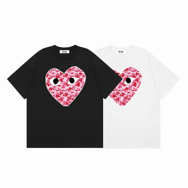 Comme Des Garcons Kawakubo Rei Play Bape pink joint model heart print summer sho