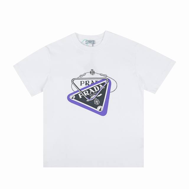 Top version, different from currency Prada 23Ss letter logo printed T-shirt shor