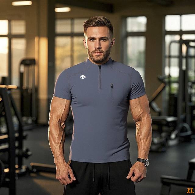 Descente exclusive real shot of the new summer high-quality half-zip T-shirt sho