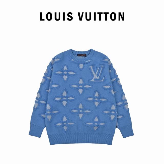 Louis Vuitton 24Fw Jacquard Four-Leaf Clover Logo Crew Neck Sweater Louis Vuitto