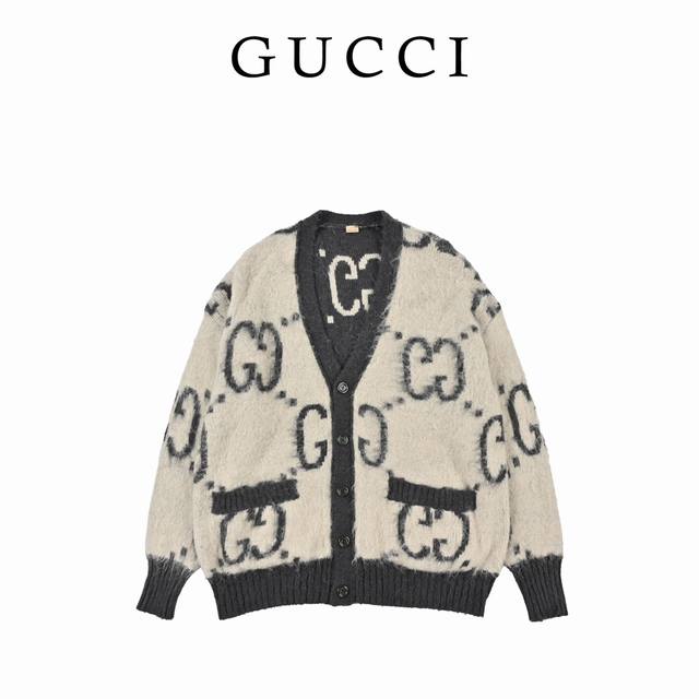 Double-sided sweater Gucci 24Ss mohair Double-sided knitted cardigan sweater Gr