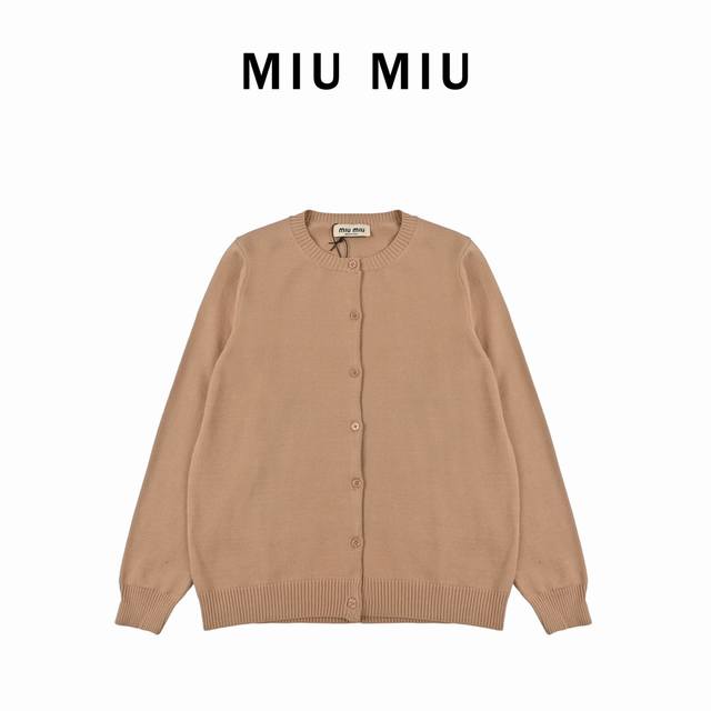 Miumiu Miu Miu 24Ss Embossed Logo Jacquard Lettering Crew Neck Knit Sweater Laye