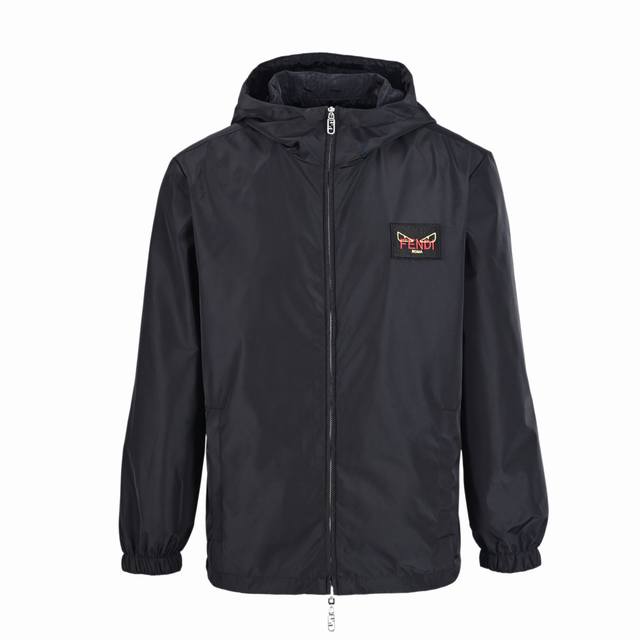 Fendi Fd Little Monster Reversible Hooded Windproof Jacket Made of black high-te