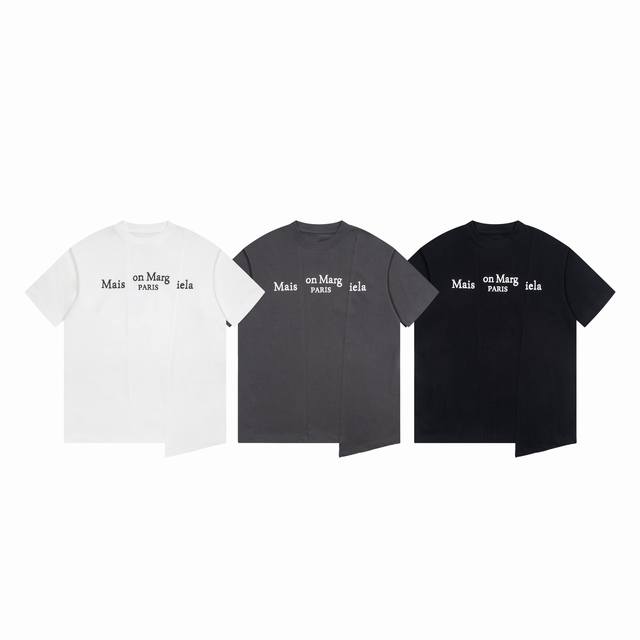 High-end Maison Margiela irregular patchwork letter short-sleeved T-shirt Craft