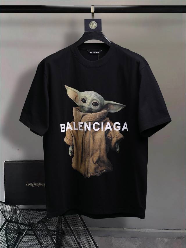 Balenc#Aga Paris Baby Yoda black T-shirt DDD. Top-notch printing technology, ori