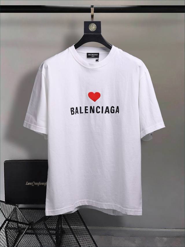 Balenc#Aga Paris Valentine's Day love white T-shirt DDD. Top-notch embroidery cr