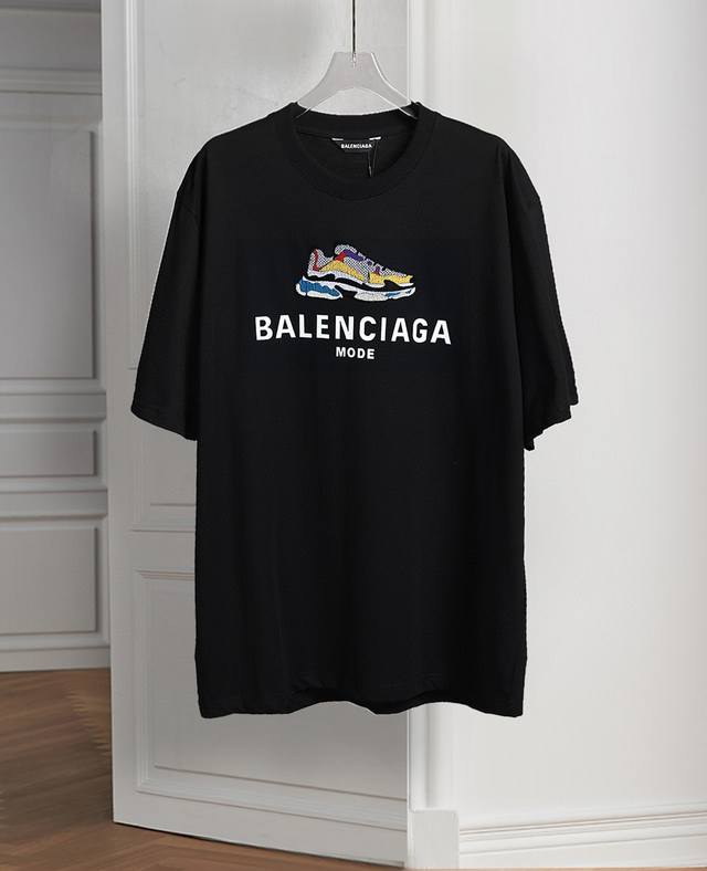 Balenc#Aga Paris Daddy Shoes Embroidered Logo T-shirt DDD. Top-notch embroidery