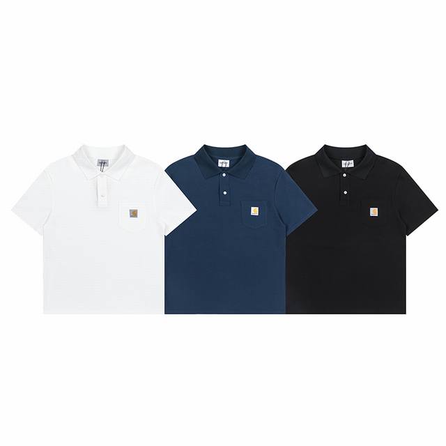 4011# Carhartt K06 Classic Pocket Short Sleeve Polo Shirt Color: Black, White an
