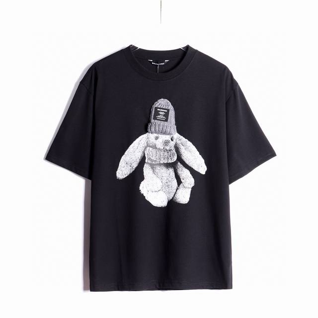 Balenc#Aga Paris wool bunny black T-shirt DDD. Top-notch printing technology, or