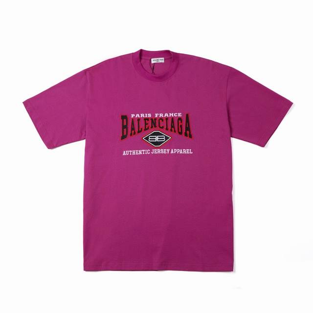 Balenc#Aga Paris' new large logo red embroidered English letter T-shirt DDD. Top