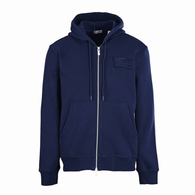 Burberry Bbr War Horse patchwork zipper hooded sweatshirt jacket is made of thic