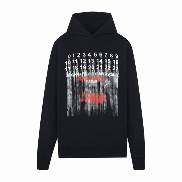 High-quality Maisonmargiela double-shadow digital print hooded sweatshirt, unis