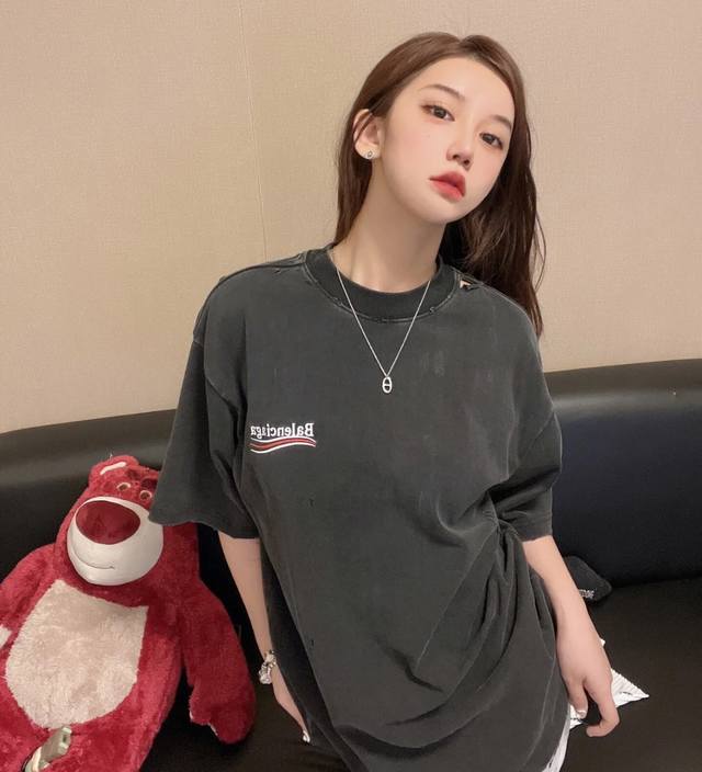 Style: G79 - Premium Edition! Balenciaga 23Ss washed distressed cola wave fraye