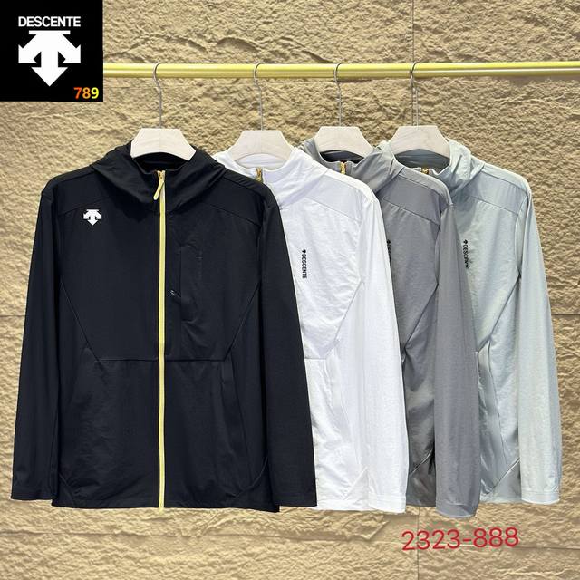 Descente Men's Knitted Thin Jacket with High-Stretch Warp Knit Fabric! A stand-u