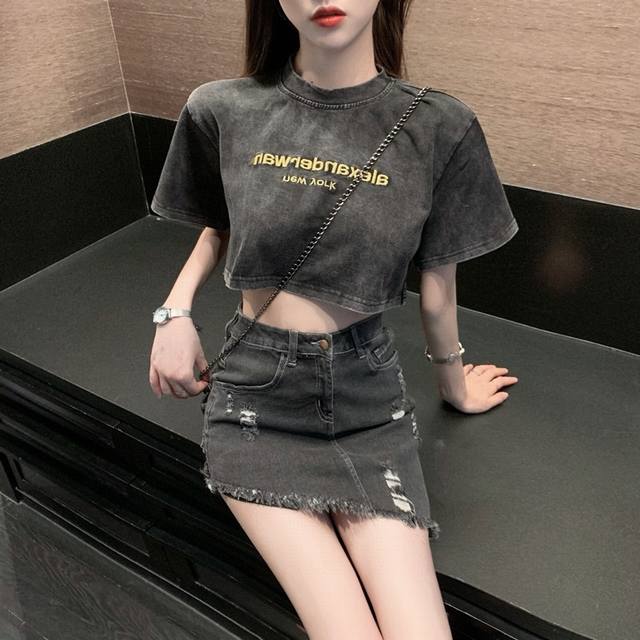 Style number: G69 - Top-tier version! Alexander Wang's washed and distressed le
