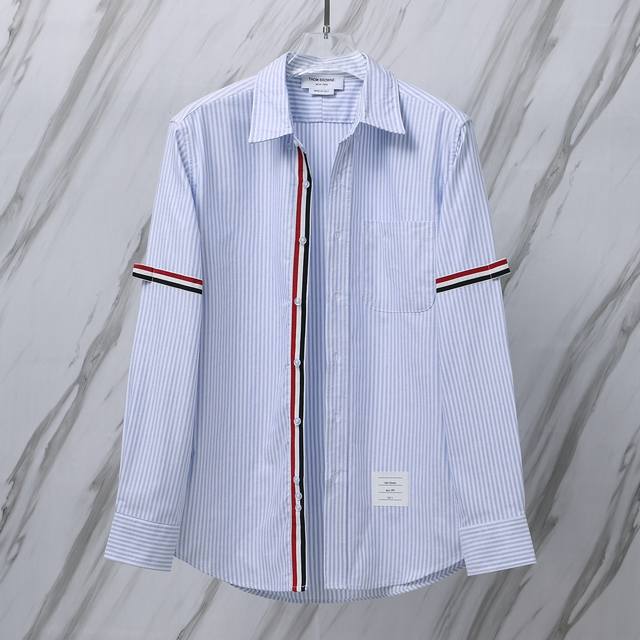 Tb Item No.: 970 Tb Oxford double sleeve label + inner placket ribbon combinatio