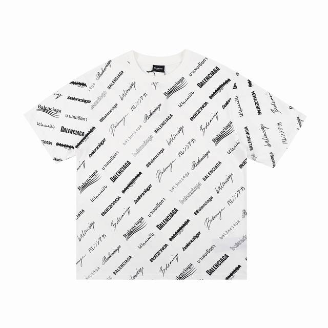 Balenciaga 23Ss full-print logo short-sleeved T-shirt The fabric is made of 280g