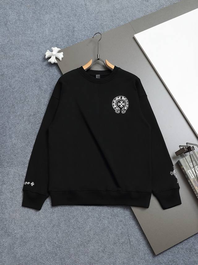 Bq Chrome Hearts Ch Chrome Hearts Cross Horseshoe Logo Printed Crewneck Sweatshi