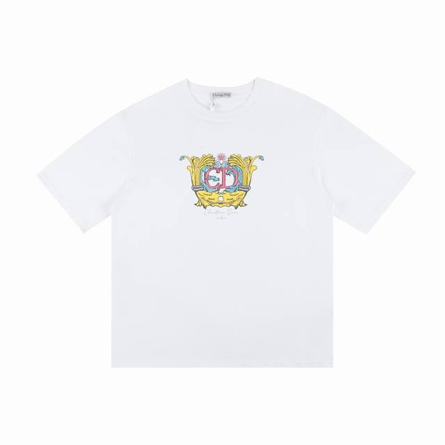 Dior Ss Dior's new fine glitter print round neck short-sleeved T-shirt The fabri