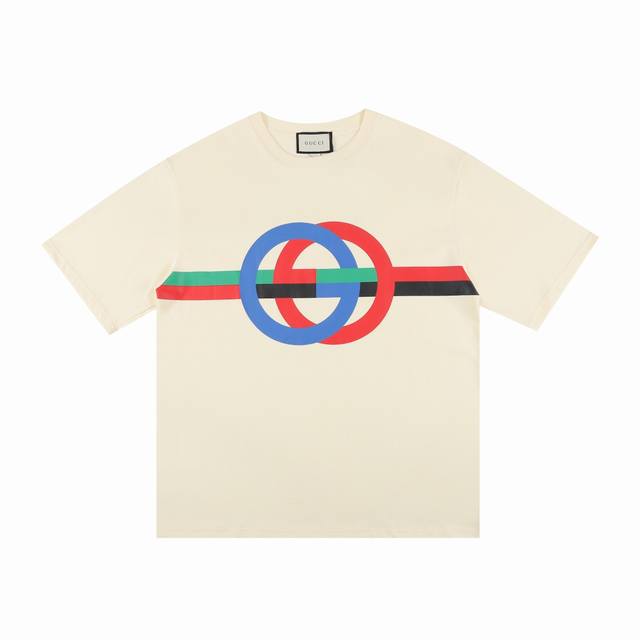Gucci Ss official website synchronized new double G print round neck short-sleev