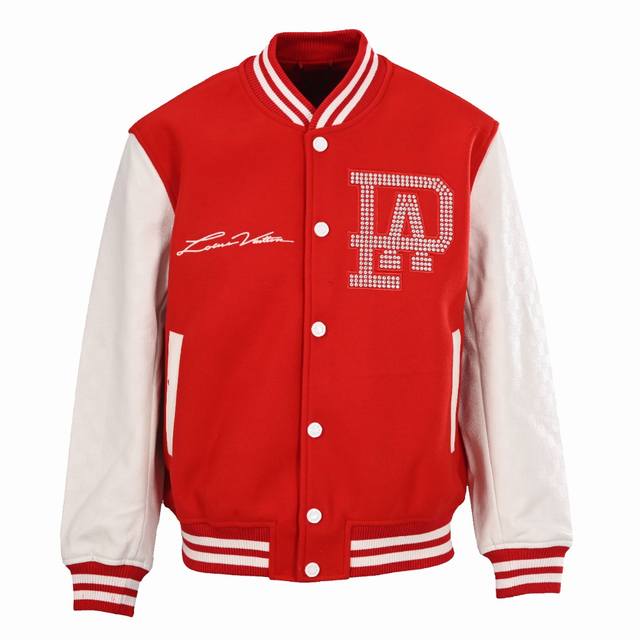 Louis Vuitton Lv Pearl and Diamond Lettering Baseball Jacket DDD. The custom lin