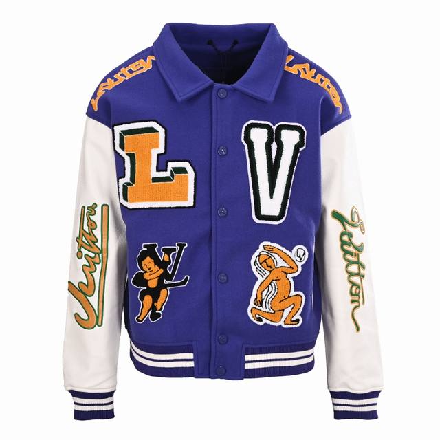 Louis Vuitton LV towel embroidered frog baseball jacket Sorry to have kept you w