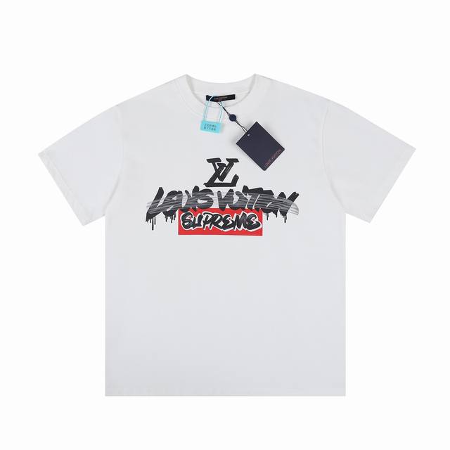 Top version, different from currency 1V new Lv joint Supreme round neck short-sl