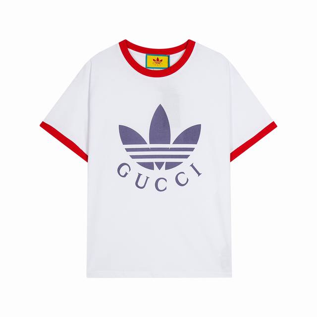 High-end quality, exclusive custom Gucci clover letter logo round neck contrast