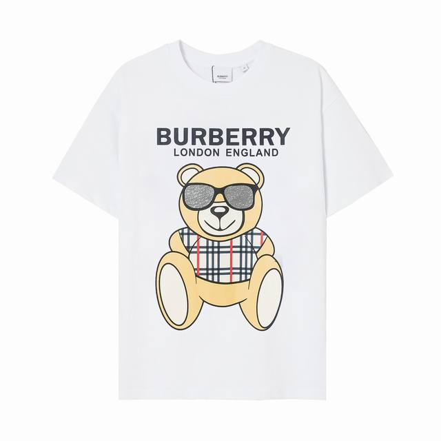 High quality Burberry printed bear letter logo round neck short sleeves, made of